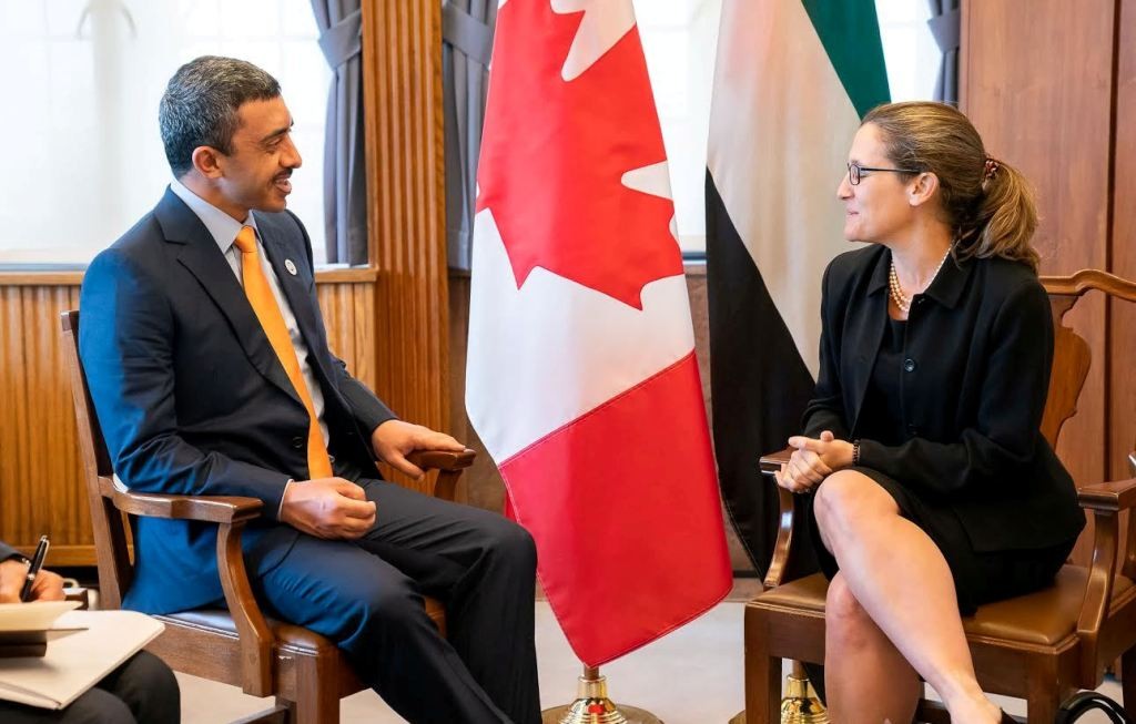 عبدالله بن زايد يلتقي وزيرة خارجية كندا 