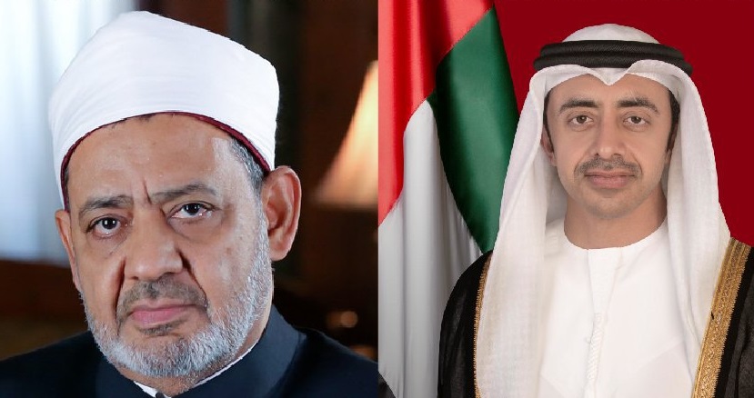 عبدالله بن زايد يجري اتصالا هاتفيا مع شيخ الأزهر