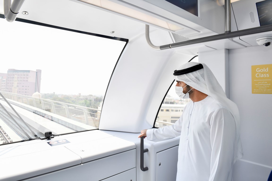 Sheikh Hamdan bin Mohammed, Crown Prince of Dubai, on a tour of the new metro link