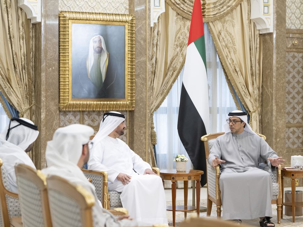 Mansour bin Zayed receives Abdullah bin Salem bin Sultan Al Qasimi