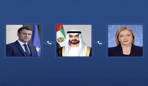 ميلوني ومحمد بن زايد وماكرون