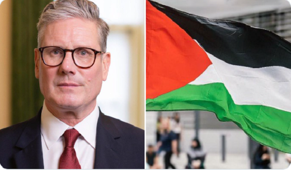 علم فلسطين وكير ستارمر