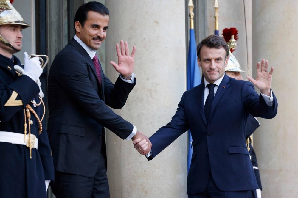 إيمانويل ماكرون وتميم بن حمد
