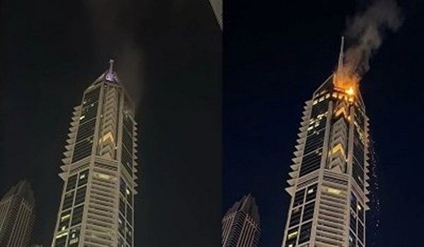 سقوط شظايا على أحد المباني