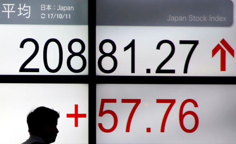 رجل يمر أمام لوحة الكترونية تعرض مؤشر نيكي القياسي في طوكيو