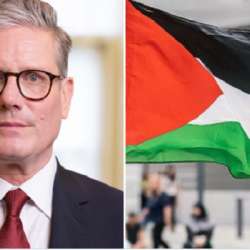 علم فلسطين وكير ستارمر