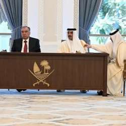 Sheikh Tamim bin Hamad Al Thani and Emomali Rahmon