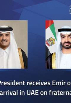 UAE President receives Emir of Qatar