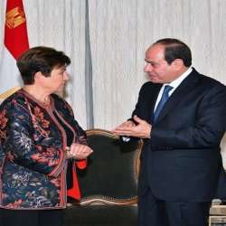 لقاء السيسي مع مديرة صندوق النقد كريستالينا چورچييفا