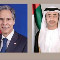 وزير الخارجية الإماراتي الشيخ عبدالله بن زايد مع وزير الخارجية الأمريكي أنتوني بلينكن