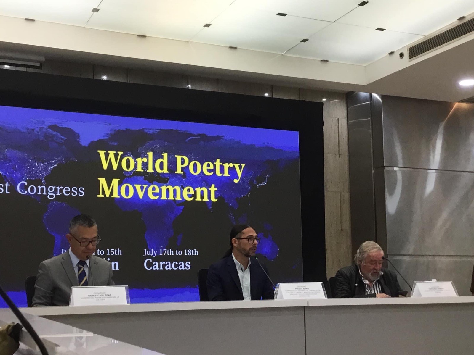 The inauguration of the first world congress of the World Poetry Movement (WPM)