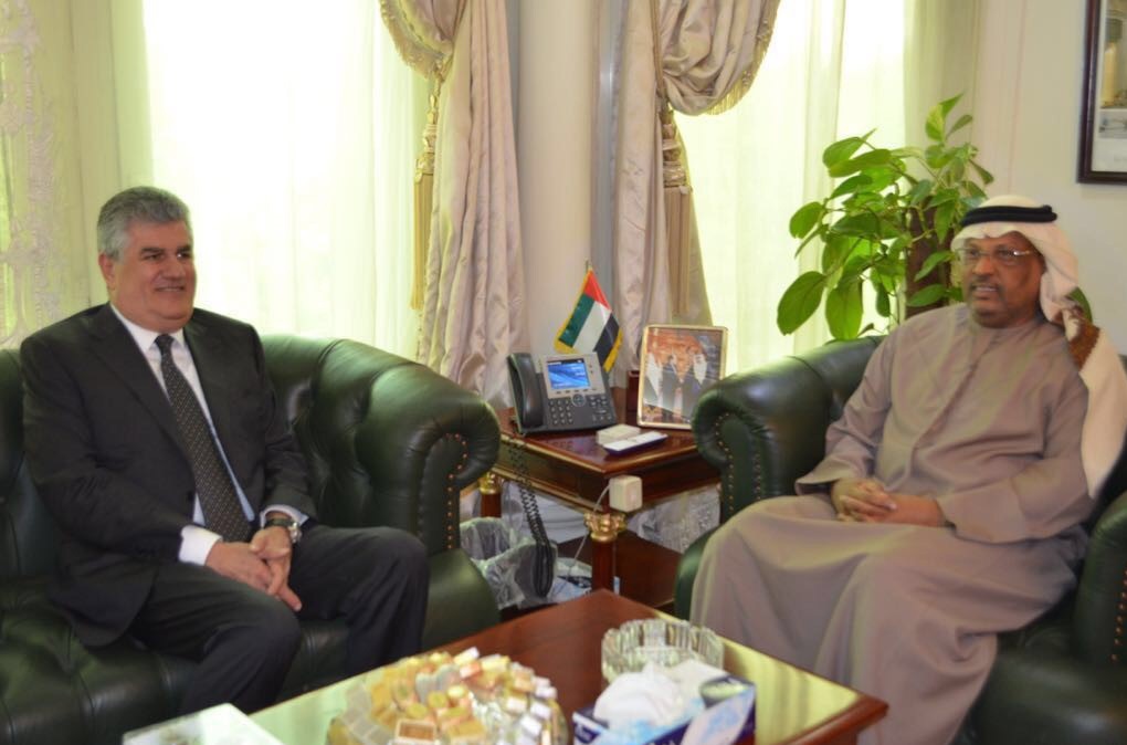 جمعة مبارك الجنيبي سفير دولة الإمارات لدى مصر والمهندس عبد الحكيم جمال عبد الناصر