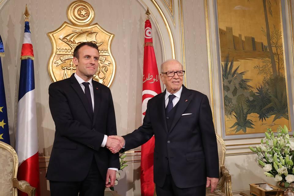 الرئيسان التونسى القائد باجى السبسى والفرنسى إيمانويل ماكرون 