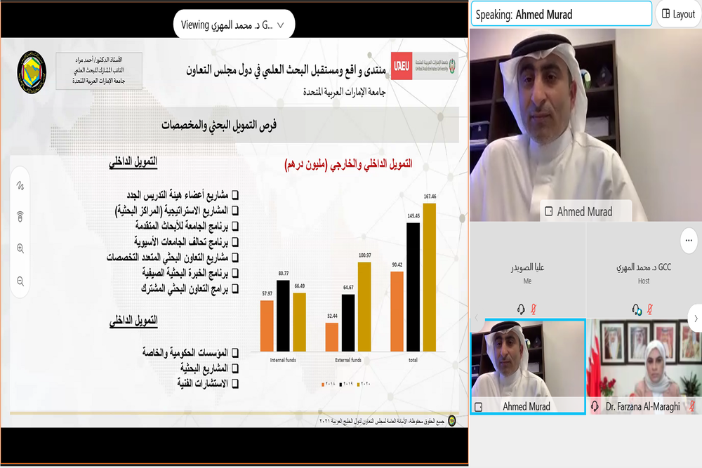 جامعة الإمارات تشارك في منتدى واقع ومستقبل البحث العلمي في دول مجلس التعاون