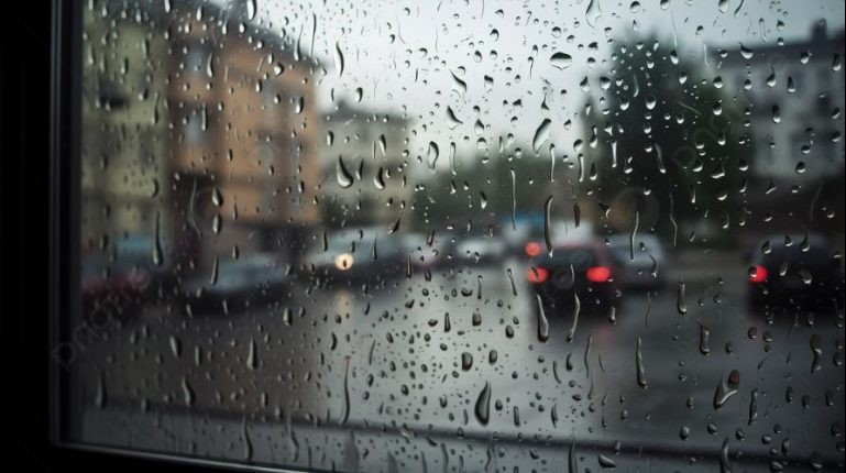 Rain drops on window glass