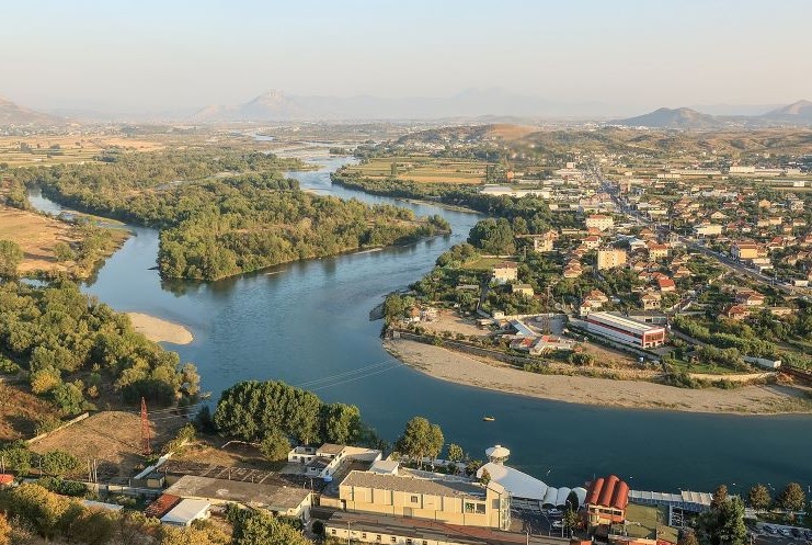 Drini River flowing in Shkodër