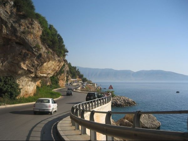 A highway in southern Vlorë leading to Orikum, Albania