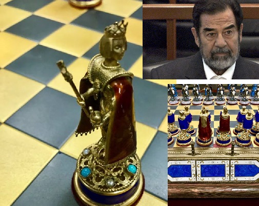 اللعبة الأثرية المسروقة وفي الإطار صدام حسين