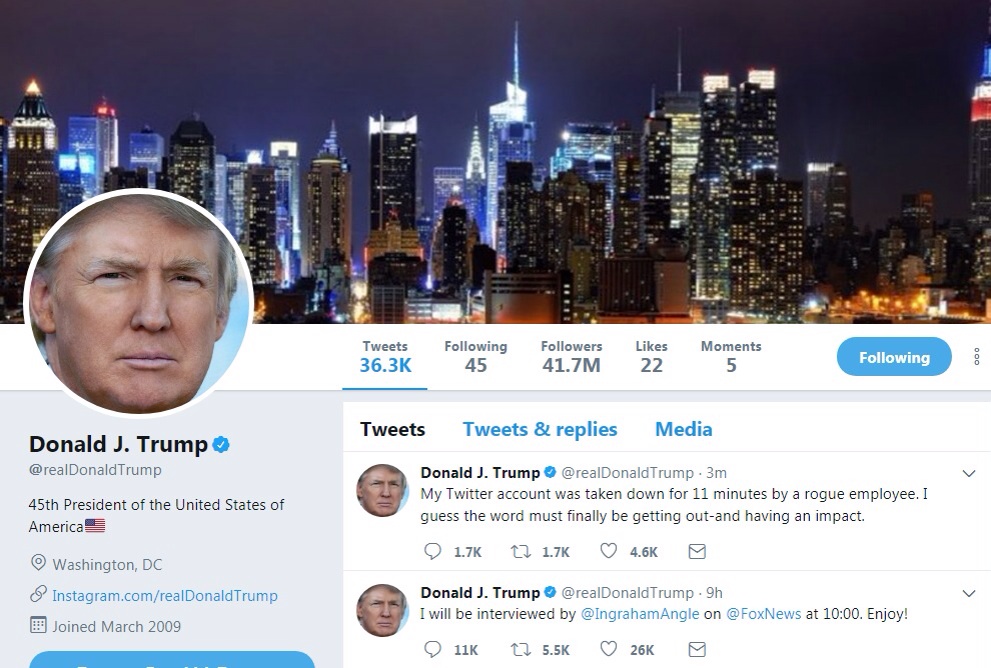 41.7 مليون متابع للرئيس الأمريكي على تويتر
