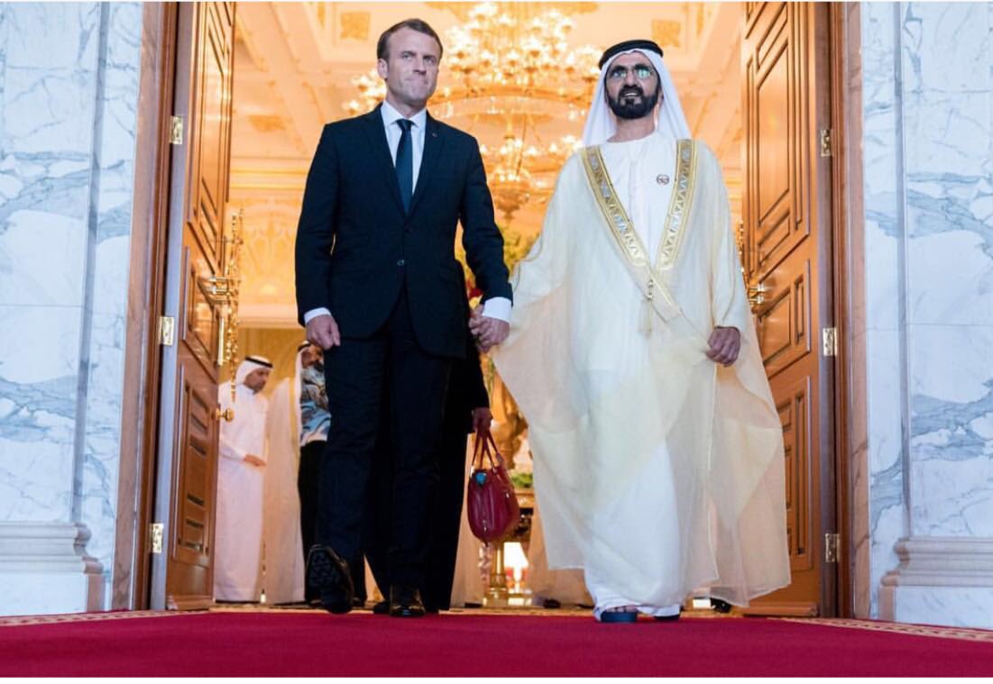 الشيخ محمد بن راشد يلتقي الرئيس الفرنسي 