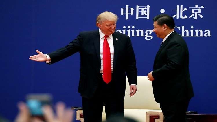 الرئيسان الصيني والأمريكي قبل توقيع الاتفاقيات التجارية