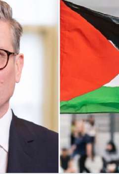 علم فلسطين وكير ستارمر