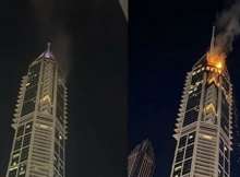 سقوط شظايا على أحد المباني