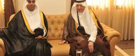 الدكتور يوسف العثيمين الأمين العام لمنظمة التعاون الإسلامي ومشعل بن فهم السلمي رئيس البرلمان العربي