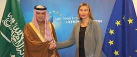 فيديريكا موغيريني، ووزير الخارجية السعودي، عادل الجبير