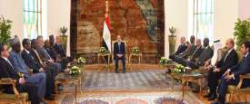 الرئيس عبدالفتاح السيسى خلال استقباله رؤساء وفود الدول المشاركة فى «أسبوع المياه»