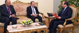 الرئيس السيسي ووزيري خارجية مصر ولبنان 