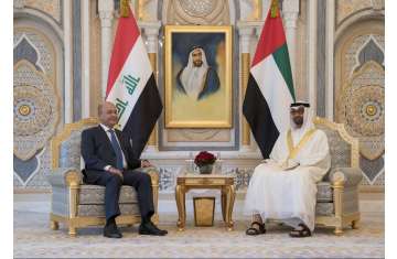 محمد بن زايد يستقبل الرئيس العراقي