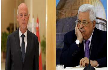 الرئيس الفلسطيني محمود عباس والرئيس التونسي قيس سعيد
