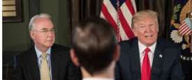 وزير الصحة الأمريكي المستقيل توم برايس مع ترامب 