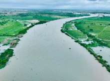 A view of old course of Hakro River after the monsoon 2024 rains in Sindh 