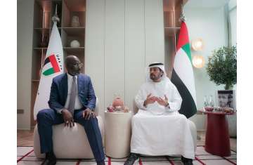 Sheikh Hamdan bin Mubarak Al Nahyan and George Weah