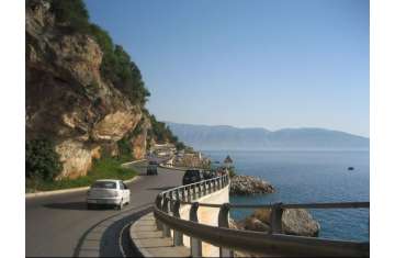 A highway in southern Vlorë leading to Orikum, Albania