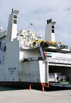 6th UAE aid ship arrives at Al Arish Port