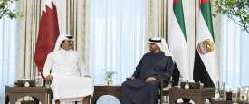 محمد بن زايد يستقبل أمير قطر