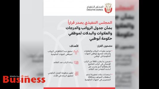 تنفيذي أبوظبي يوحد مفردات رواتب وعلاوات جميع موظفي الحكومة